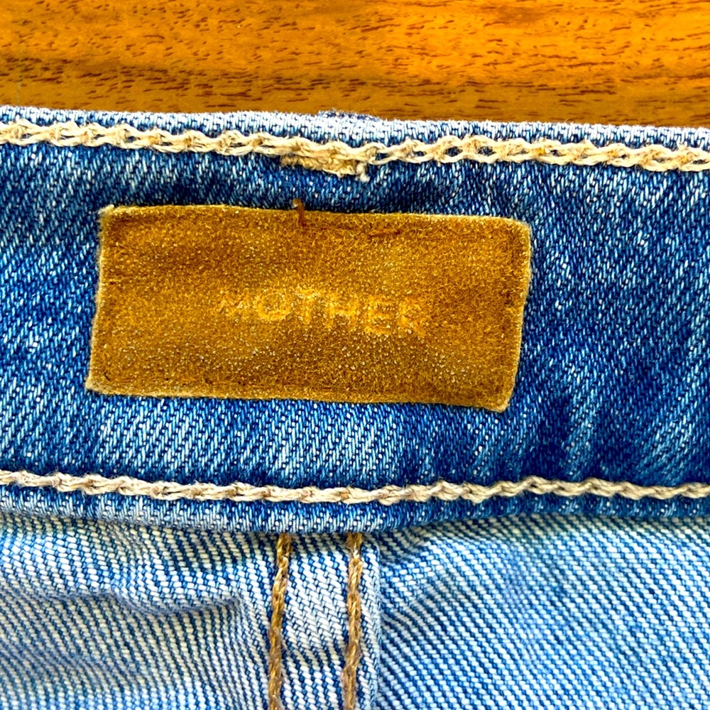 MOTHER midi denim skirt in Light Blue Denim - Picture 3 of 8
